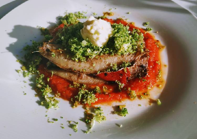 Sardinas asadas con cuscús de brócoli