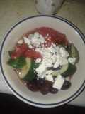Summer Tomato, Cucumber, Onion, Garlic, Greek Dressed Feta Salad