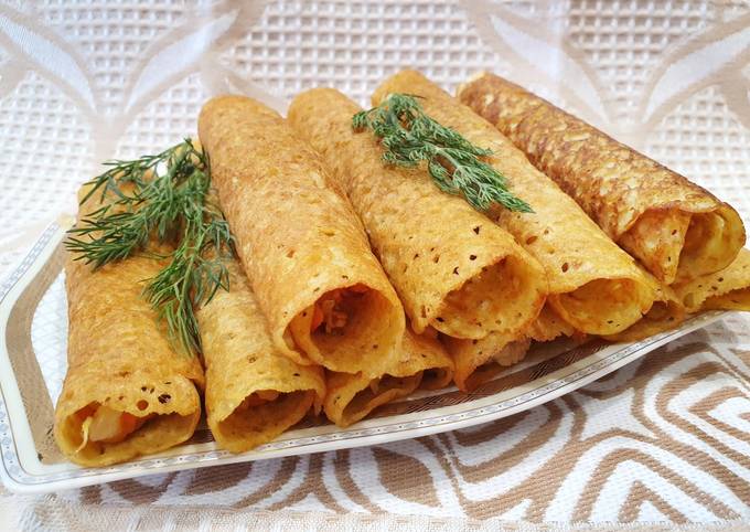 Чечевичные блины с овощной начинкой