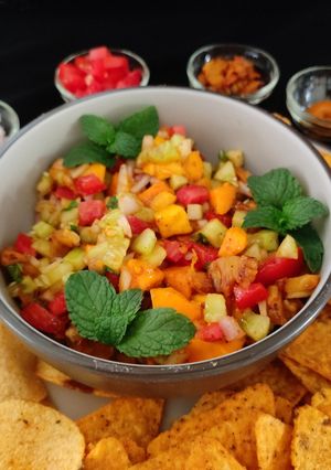 A picture of Grilled pineapple and mango salsa.