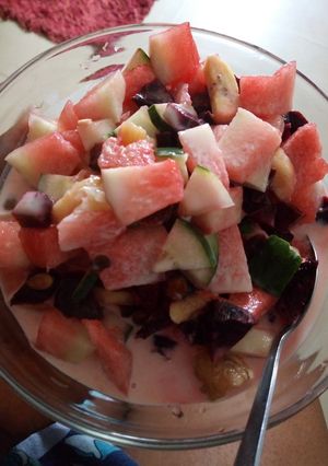 A picture of Rainbow fruit salad.
