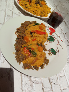 A picture of Native palm oil jallof rice.