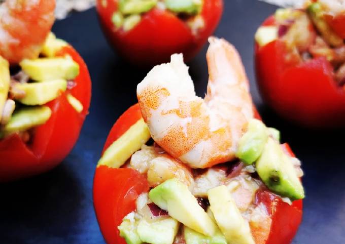 Tomate surprise avocat/crevettes