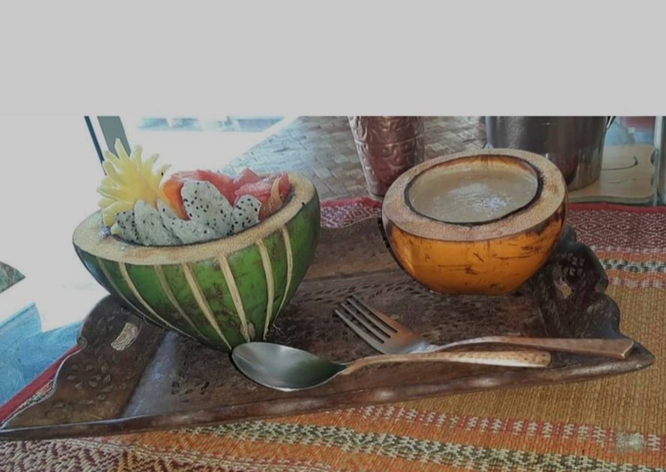 Pineapple smoothie in coconut water