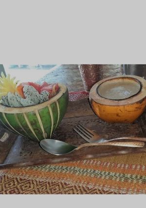 A picture of Pineapple smoothie in coconut water.