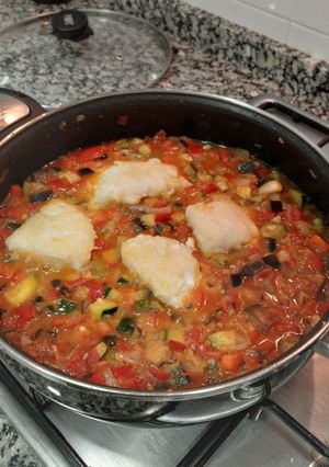 Una foto de Bacalao con samfaina