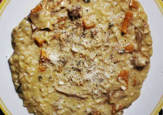 Ricetta di Qualsiasi notte della settimana Risotto Zucca, porcini e salamella