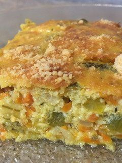 Una foto de Budín de zapallito, zanahoria y choclo cremoso
