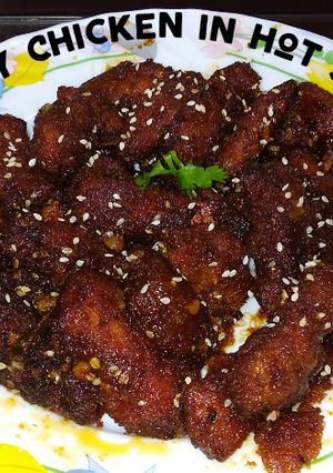 A picture of Crispy Chicken in hot sauce.