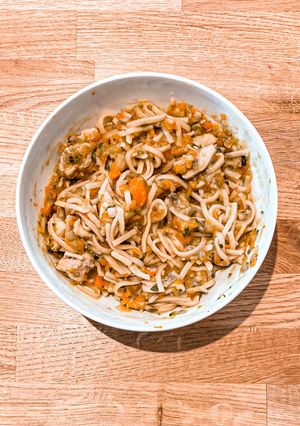 A picture of Chicken noodle pot.
