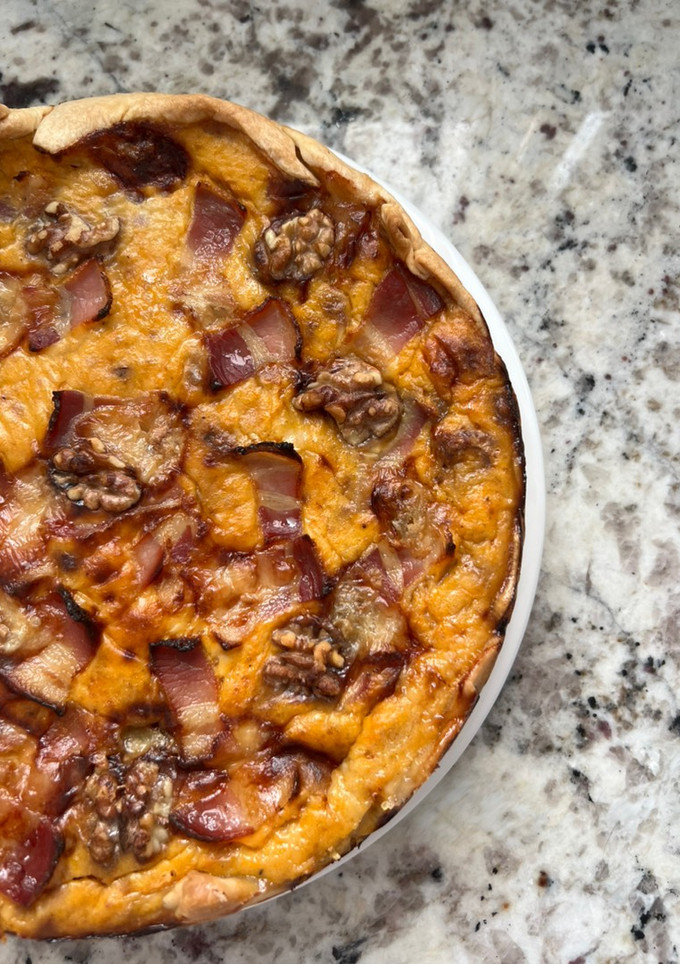 Una foto de Quiche de calabaza y gorgonzola