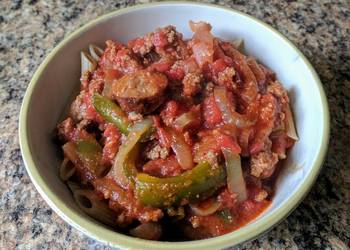 How to Recipe Yummy Sausage and Peppers Cajun over Penne