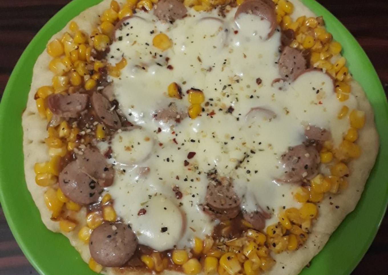 Pizza Teflon Topping Jagung Sosis Mozarela