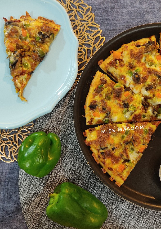 عکسی از دستور پیتزا گوشت و قارچ