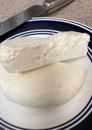 A picture of Homemade Paneer Cheese 🧀🥛🍋.
