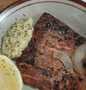 Resep: Black Paper Salmon Steak with Mashed Potato and Mushroom Sauce Kekinian