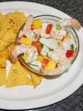 Ceviche with Abalone, Shrimp, Conger, and Mango