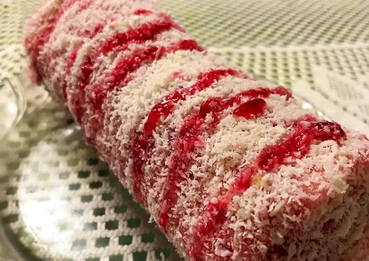 Strawberry Coconut Swiss Roll