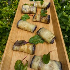 A picture of Aubergine rolls.