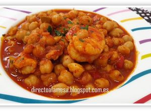 Una foto de Garbanzos con sepia y gambones