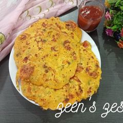 Besan Cheela or Gram Flour Savoury Pancakes A picture of Besan Cheela or Gram Flour Savoury Pancakes.