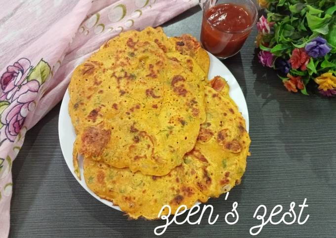 Besan Cheela or Gram Flour Savoury Pancakes Recipe by ZMA - Cookpad