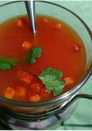 A picture of Tomato carrot soup.