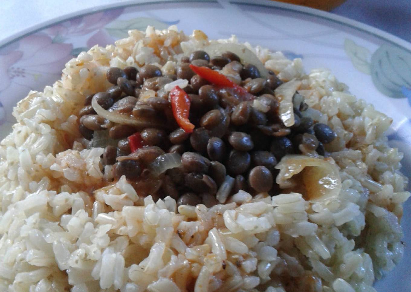 Ensalada de lentejas con arroz integral