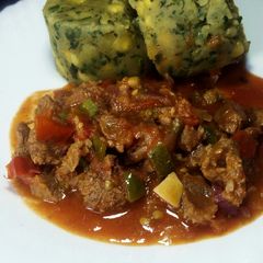 A picture of Mukimo Served With Beef Stew #4WeekChallenge.