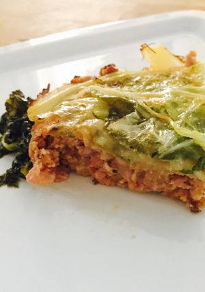 Une photo de Millefeuille de chou vert frisé et sa farce