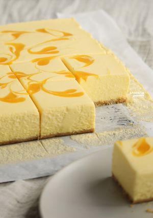 A picture of No-Bake Mango Cheesecake Bar.