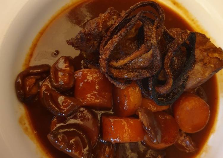 Simple Way to Make Homemade Braised Beef shin and crispy onion rings