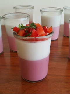 A picture of Strawberry and Coconut Panna Cotta.