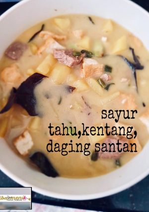 Foto resep Sayur tahu,kentang,daging santan pedas