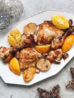 Una foto de Pollo asado a la naranja. 5 ingredientes