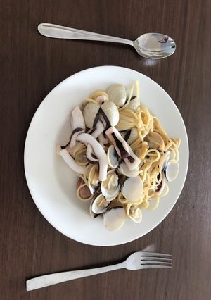 Hình của món Mỳ ý xào hải sản.