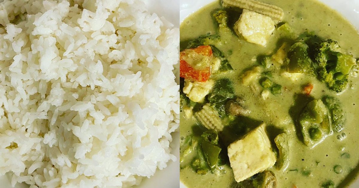 Green Thai Curry With Steamed Rice Recipe by ANJALI JINDAL - Cookpad