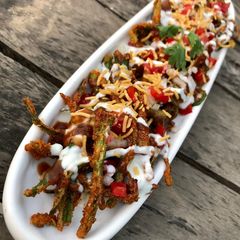 A picture of Kurkuri bhindi chaat.