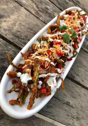 A picture of Kurkuri bhindi chaat.