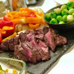 A picture of Slow Cook Rib Eye - medium rare.