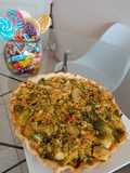 Tarta de puerro y repollito de Bruselas