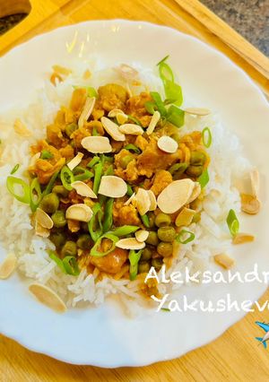A picture of Butter Chicken and Basmati Rice.