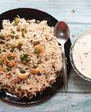 Green Peas Pulav With Raita