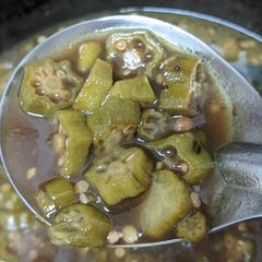 A picture of My Mom's Soothing Okra Sambar.