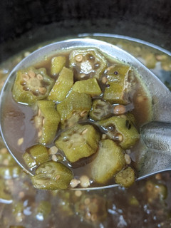 A picture of My Mom's Soothing Okra Sambar.