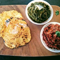 A picture of Makke Ki Roti, Sarson Ka Saag With Baigan Ki Bharta.