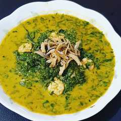 A picture of Daun singkong tumbuk.