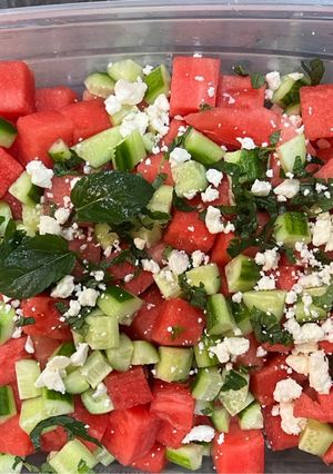 A picture of Watermelon salad.