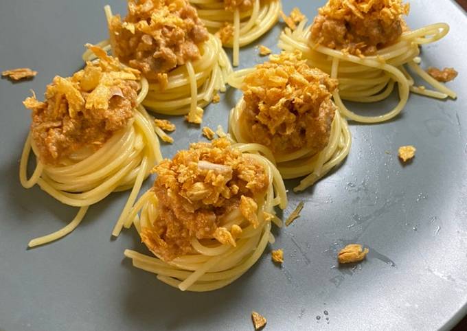 รูปหลักของสูตร สปาเก็ตตี้พะเเนงหมูสับ