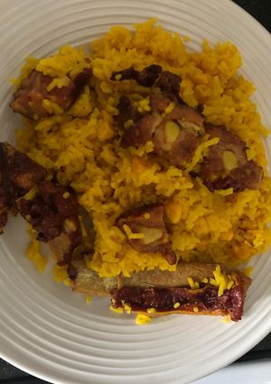 Una foto de Arroz con costillas ahumadas